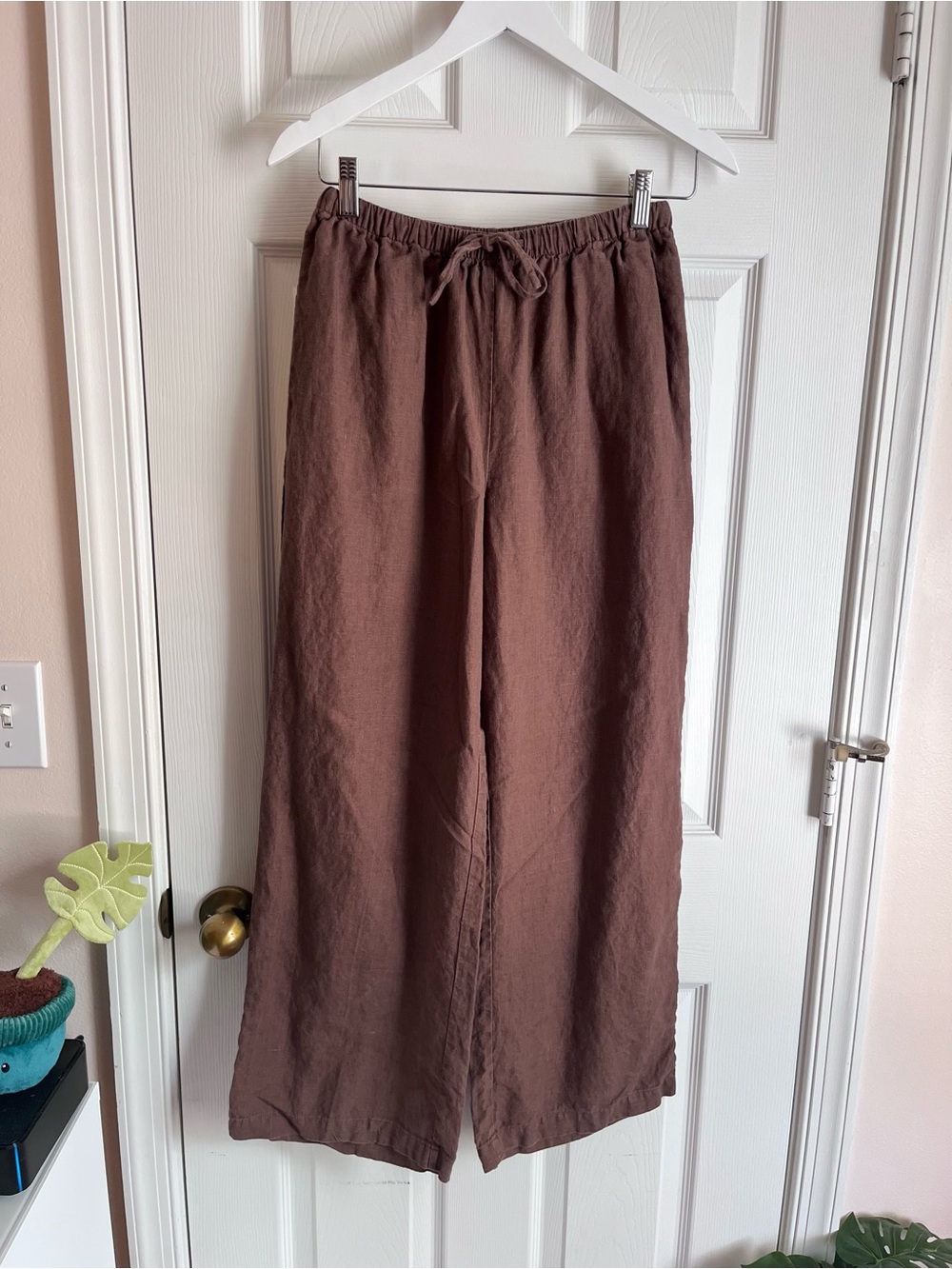 Whimsy + Row Linen Kira Pant Chocolate Brown